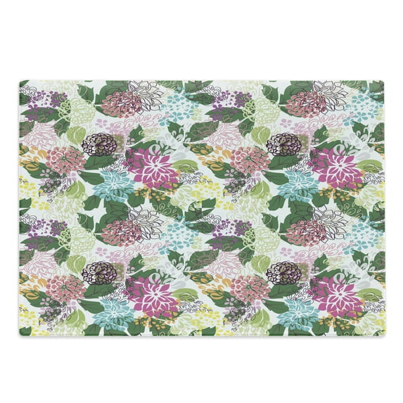 Floral Cutting Board, Vibrant Flower Bouquet Botanical Beauty Blooms Inspiration Lifestyle Image, Decorative Tempered Glass Cutting and Serving Board, Large Size, Multicolor, by Ambesonne