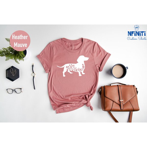 Floral Dachshund Shirt: Wiener Dog Lover Gift TSHIRT All Size S-5XL