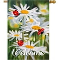 thumbnail image 1 of Floral Daisies Ladybug Flowers Spring Summer Watercolor Art House Flag 28 x 40 Inch, Double Sided Large Garden Yard Welcome Flags Banners for Home Lawn Patio Outdoor Decor, 1 of 3