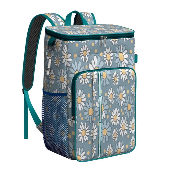 Floral Daisy Art Backpack Cooler, Leakproof Boho Wildflower Lunch Bag for Women, Ideal for Hiking, Beach, Picnic, Travel