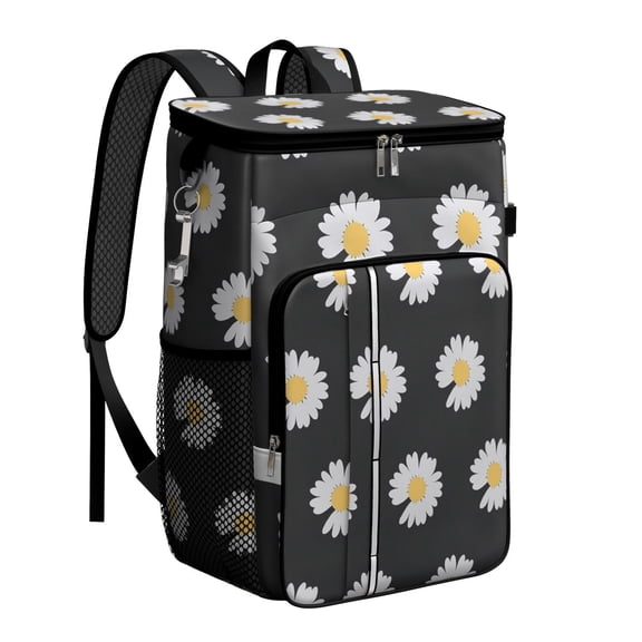 Floral Daisy Pattern Insulated Cooler Bag - 20L Leakproof Soft Cooler Backpack for Summer, Spring & Autumn Outings