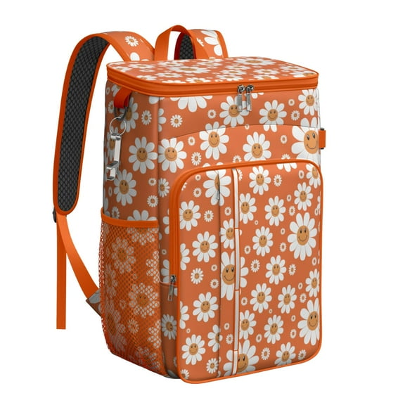 Floral Daisy Pattern Insulated Cooler Bag - 20L Leakproof Soft Cooler Backpack for Summer, Spring & Autumn Outings