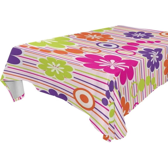 Floral Daisy Pattern Rectangle Tablecloth, Dust Proof Anti Wrinkle Wipeable Table Cloth Tabletop for of Dinner Kitchen Wedding Holiday Party 60"x120" Home Decor