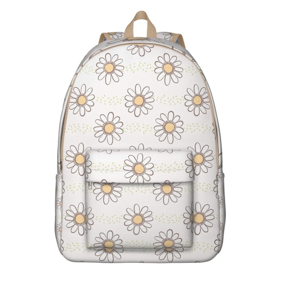 Floral Daisy Pattern Women's Laptop Backpack – Boho Chic Oxford Travel Bag with Anti-theft Zipper, Comfortable Carrying for Students, Teachers, and Travelers
