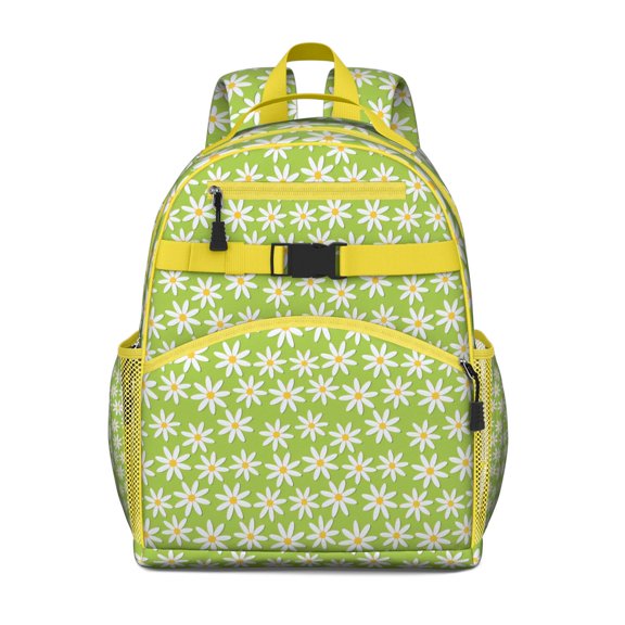 Floral Daisy Print Toddler Backpack Water-resistant School Backpack with Chest Strap and Spacious Storage Lightweight and Durable for Student and Students Daily Use