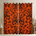 thumbnail image 1 of Floral Damask 38"Wx45"L 30%-50% Blackout Curtains Black Orange Boho Gothic Curtains Drapes For Bedroom Bohemian Exotic Goth Window Curtains Vintage Victorian Baroque Flower Curtains 2 Panels, 1 of 5
