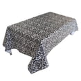 thumbnail image 1 of Floral Damask Black/White PVC Plastic Tablecloth / Table Cover with Nonslip Flannel Backing, 1 of 2