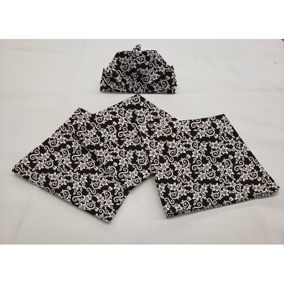 Floral Damask Cloth Napkins by Penny's Needful Things (Set of 4) (Black)
