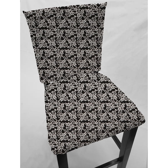 Floral Damask Dining Room Chair Back Covers or Seat Covers by Penny's Needful Things (Chair Back Cover Only) (18 W x 18 H CHAIR BACK) (Black)
