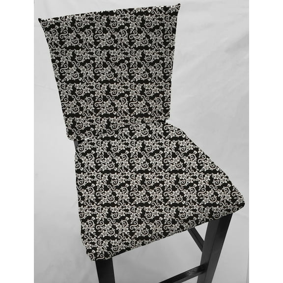 Floral Damask Dining Room Chair Back Covers or Seat Covers by Penny's Needful Things (Chair Back Cover Only) (20 W x 20 H CHAIR BACK) (Black)