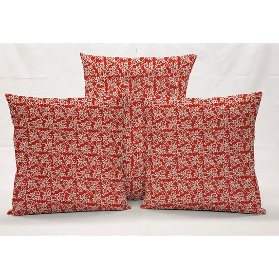 Floral Damask Pillowcase / Pillow Cover by Penny's Needful Things (16 x 16) (Red)
