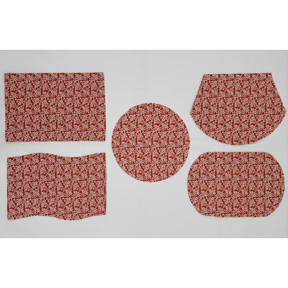 Floral Damask Placemats by Penny's Needful Things (Round - Set of 2) (Red)