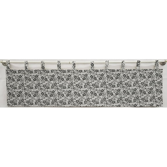 Floral Damask Tab Top Curtains by Penny's Needful Things (Lined) (24 Inch Long Two Curtain Panels) (White)