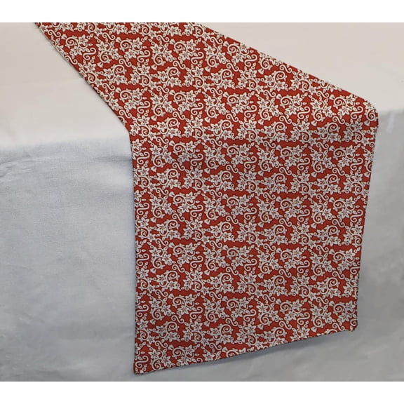 Floral Damask Table Runner by Penny's Needful Things (8 Feet Long - STRAIGHT) (Red)