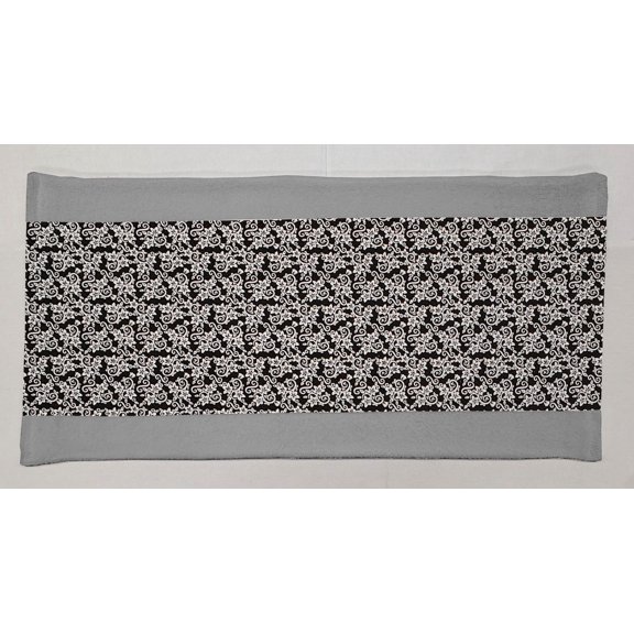 Floral Damask Terrycloth Bathmat by Penny's Needful Things (Terrycloth Color: Gray) (Black)