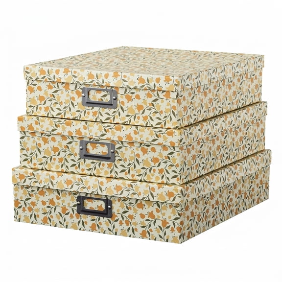 Floral Dance Decorative Cardboard Nesting Storage Box Set of 3