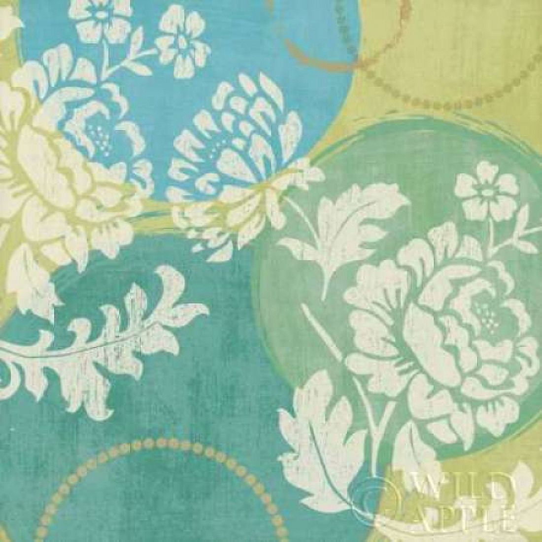 Floral Decal Turquoise II Canvas Art - Veronique Charron (24 x 24)