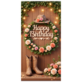 thumbnail image 1 of Floral Decor Banner Western Cowboy Wooden Background for Birthday Party Celebration Event, 1 of 6