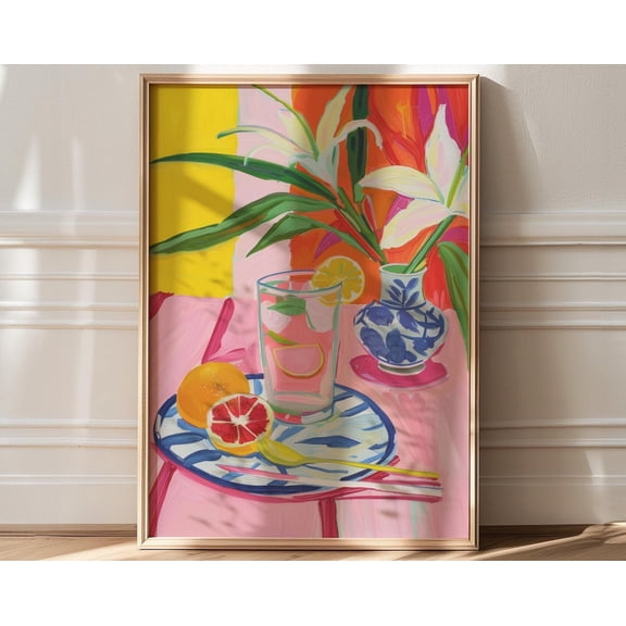 Floral Decor, Bar Poster Wall Decor, Maximalist Decor, Kitchen Art Print, Pink Apartment Decor, Maximalist Art Print, Pink Living Room Decor, 16x24 UNFRAMED