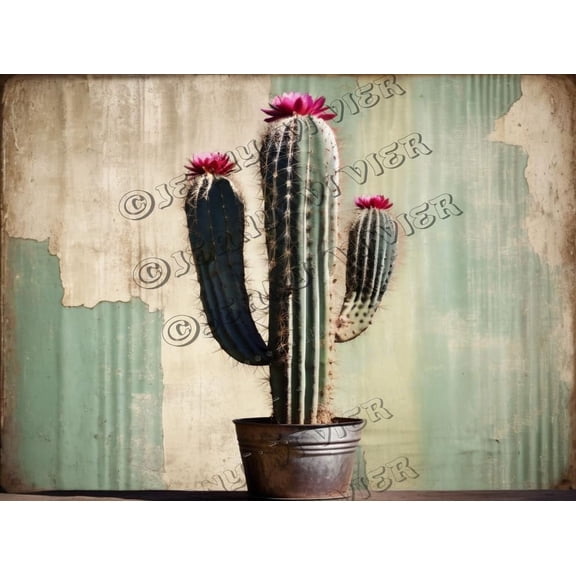 Floral Decor Cactus Retro Aluminum Sign 5.5x8 IN Metal Tin Sign Cactus Wall Picture Boho Dinning Room Decor Tin Garden Signs for Outside Cacti Art Succulent Wall Sign
