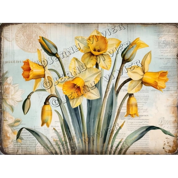 Floral Decor Daffodil Retro Aluminum Sign 12x8 IN Metal Tin Sign Daffodil Flower Wall Picture Rustic Farmhouse Decor Tin Garden Signs for Outside Spring Flower Decor
