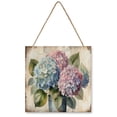thumbnail image 1 of Floral Decor Hydrangea Wooden Hanging Signs For Home Decor 12"x12" Square Rustic Wall Hanging Plaque Sign Farmhouse Wooden Wall Signs for Office Bedroom Living Room Housewarming Gift, 1 of 8