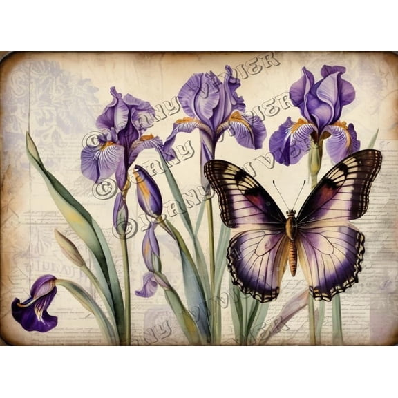 Floral Decor Purple Iris Flower Retro Aluminum Sign 5.5x8 IN Metal Tin Sign Iris Flower Wall Hanging Country Bedroom Decor Tin Garden Signs for Outside