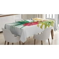 thumbnail image 1 of Floral Decor Tablecloth, Wild Tropical Orchid Flower with Large Leaves Exotic Petals Picture, Rectangular Table Cover for Dining Room Kitchen, 52 X 70 Inches, Ruby Forest Green, by Ambesonne, 1 of 2