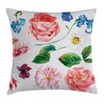 thumbnail image 1 of Floral Decor Throw Pillow Cushion Cover, Bouquet Set with Rose Daisy Petals and Branches Shabby Chic Vintage Picture, Decorative Square Accent Pillow Case, 20 X 20 Inches, Pink Green, by Ambesonne, 1 of 2