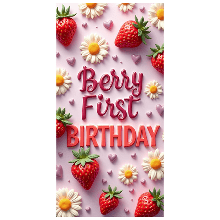 Floral Decorations Berry First Birthday Strawberry Theme Banner Daisy Design for First Birthday Party Kids Celebration