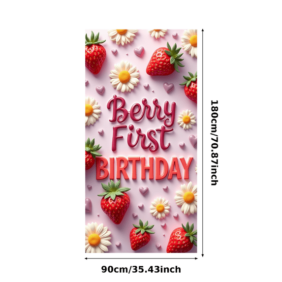 Floral Decorations Berry First Birthday Strawberry Theme Banner Daisy Design for First Birthday Party Kids Celebration