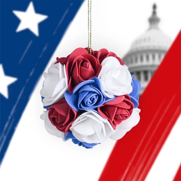 Floral Decorations for Party, 4Th of July Decoration, Patriotic Decorations, Blue Decor, Red Decor, 6 in Foam Pomanders, Independence Day House Parties, 6 Pc