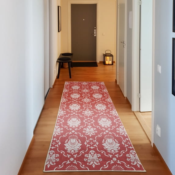 Floral Decorative Rug, Classic Victorian Floral Patterns Tulips Nostalgic Romantic Modern in Vintage Style, Quality Carpet for Bedroom Dorm and Living Room, 6 Sizes, Coral White, by Ambesonne