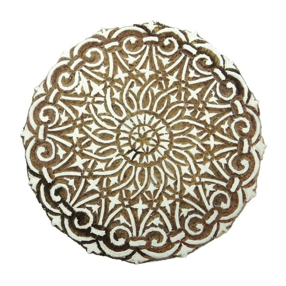 Floral Decorative Wooden Block Carved Textile Stamp Collectible Blocks