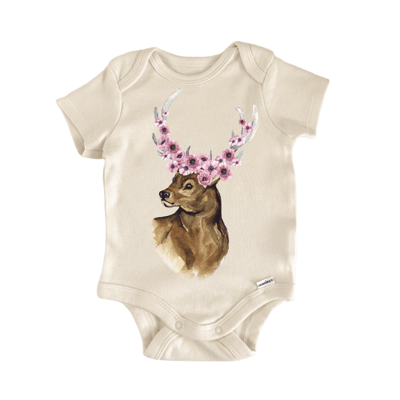 Floral Deer Hunting Newborn Baby Bodysuit