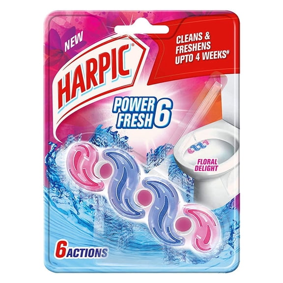 Harpic Power Fresh 6 Toilet Cleaner Rim Block, Floral Delight - 35 g | Cleans & Freshens Upto 4 Weeks
