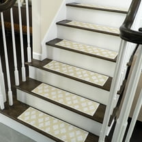 Floral Design 9" X 28" Stair Treads - 70 % Cotton Anti-Slip Carpet Strips for Indoor Stairs-Easy to Install Stair Treads with Double Adhesive Tape-Safe, Extra-Grip, 4-Pack-Banana Cream Yellow