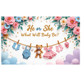 thumbnail image 1 of Floral Design Baby Shower Banner Clothesline Theme He or She Decoration Cotton Material Gender Reveal for Baby Shower Celebration Event Indoor Decoration, 1 of 8