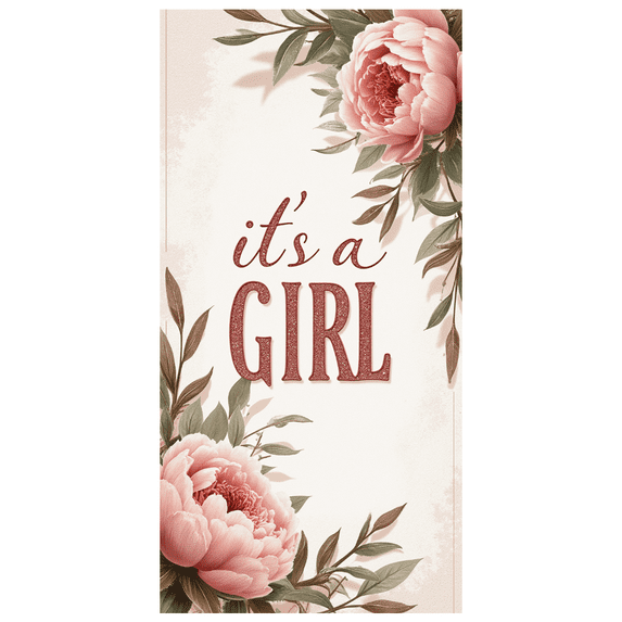 Floral Design Baby Shower Banner Gender Reveal Decoration Pink Flowers It's a Girl for Baby Shower Celebration Home Decor Gender Reveal Party