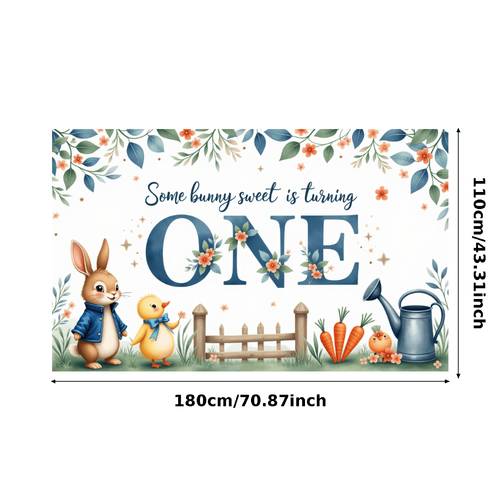 Floral Design Banner Cute Rabbit Garden Theme for Kids Party First ...