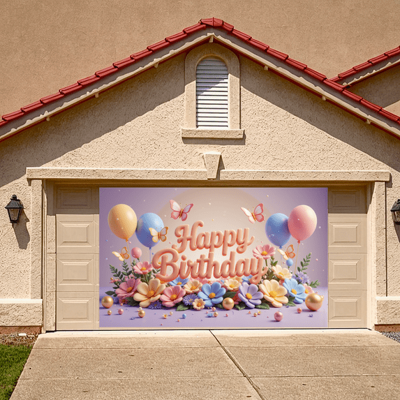 Floral Design Banner Pastel Colors Birthday Party Decorative for Birthday Party Kids Celebration Indoor Event