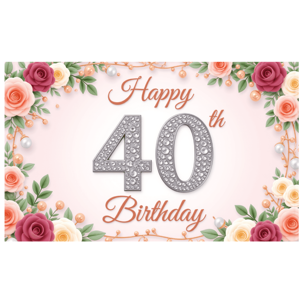 Floral Design Banner Rose Theme Decorative Sequin Birthday Banner for ...