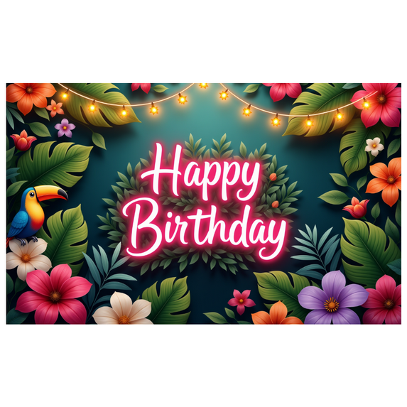 Floral Design Banner Tropical Pattern Decorative Lights Party Decoration for Birthday Celebration Indoor Party Event