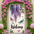 thumbnail image 1 of Floral Design Banner Welcome Sign Dragonfly Pattern Nature for Home Decoration Garden Party Event Decor, 1 of 8