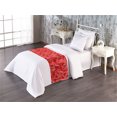 thumbnail image 1 of Floral Design Bed Runner, Dreamy Garden Scene Vibes Delicate Rose Pattern with Pastel Colors Art, Decorative Accent Bedding Scarf for Hotels Homes & Guest Rooms, Twin, Dark Coral White, by Ambesonne, 1 of 3