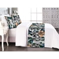 thumbnail image 1 of Floral Design Bed Runner Set, Grunge Flowers Scene and Delicate Petals with Darkened Motifs, Decorative Bedding Scarf & 2 Pillow Shams for Hotels Homes, King, Salmon Hunter Green White, by Ambesonne, 1 of 3