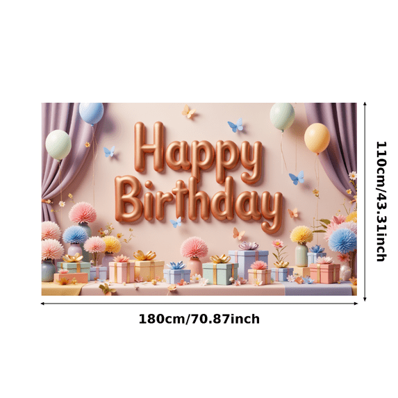 Floral Design Birthday Banner Decorative Flowers Celebration Banner for Birthday Party Indoor Decoration Event Celebration