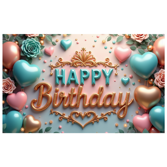 Floral Design Birthday Banner Heart Shape Pastel Colors for Birthday Party Celebration Decoration
