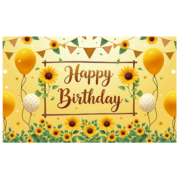 Floral Design Birthday Banner Sunflower Theme Decorative Elements Celebration Backdrop for Indoor Party Kids Event Photography