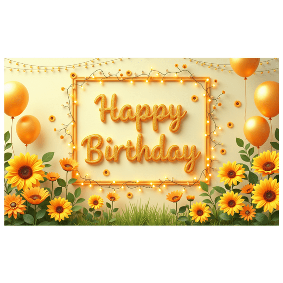 Floral Design Birthday Banner Sunflower Theme Decorative Lights for Birthday Party Celebration Event Decor